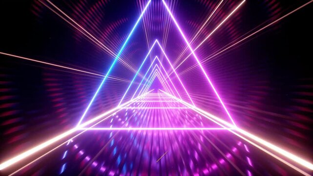 neon triangle tunnel with white diamond frame