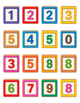 A collection of colorful blocks with numbers