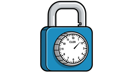 Naklejka premium Blue padlock with clock face, security and time concept