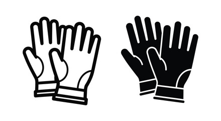 Fototapeta premium Work gloves icons in outline and solid styles