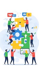 Fototapeta premium Teamwork Collaboration Puzzle Business Concept.
