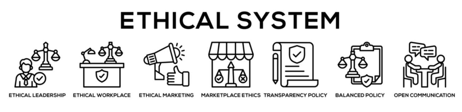 Ethical System web banner icon illustration concept