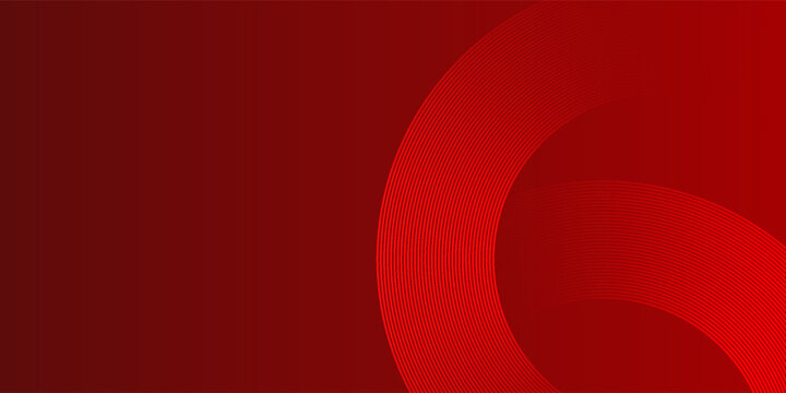 Abstract red background with glowing curve lines. Modern shiny red gradient geometric circle lines pattern. Futuristic concept. Suit for banner, brochure, poster, presentation, cover, website