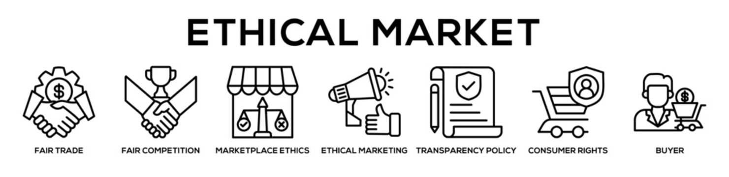 Ethical Market web banner icon illustration concept