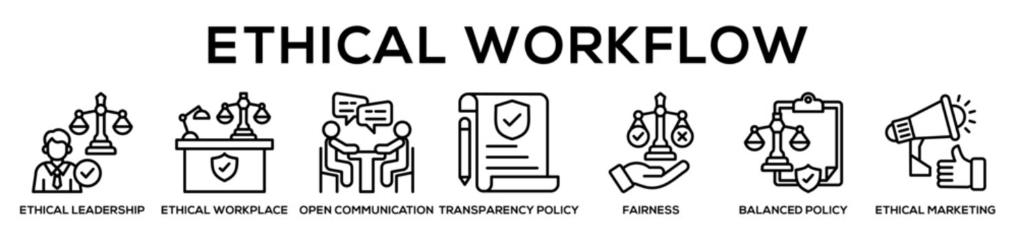Ethical Workflow web banner icon illustration concept