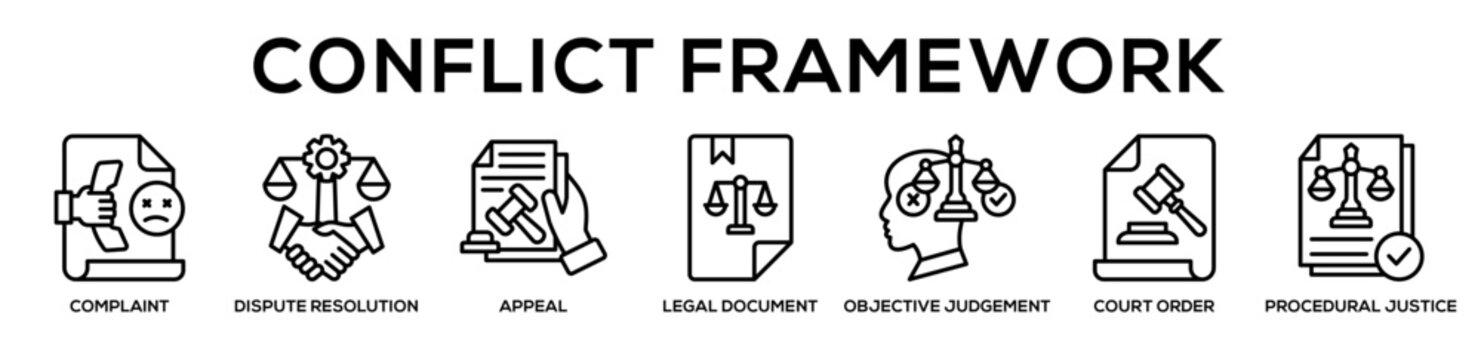 Conflict Framework web banner icon illustration concept
