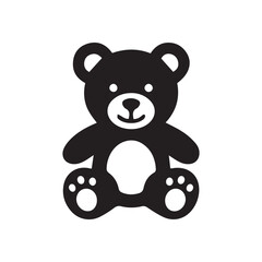 Fototapeta premium Cute teddy bear toy silhouette icon on white background