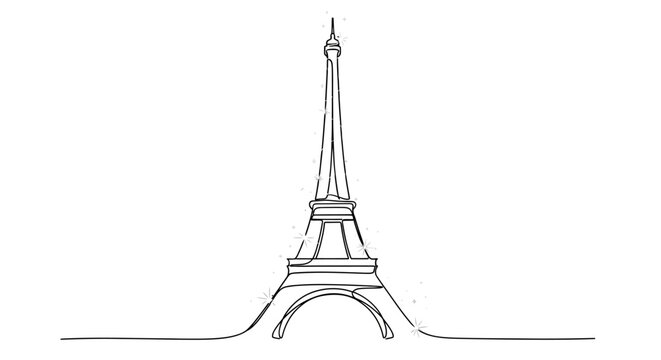Eiffel Tower minimalist sketch, Paris landmark, iconic architecture, simple line art, travel symbol