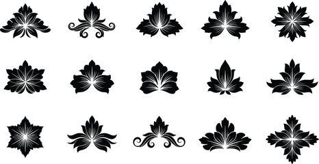 Black floral and scroll 13 white background, shapes © Graphic Shops