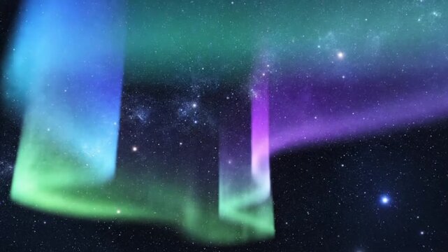 An abstract dark blue background featuring glowing particles and bright constellations that mimic a deep nebula within a vast cosmic universe