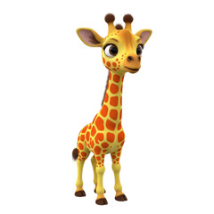 Obraz premium Cute Cartoon Giraffe Standing on White Background for Kid s Illustration or Educational Content