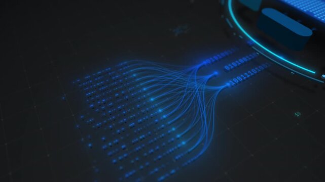 AI Digital Core Processing Secure Data Flow System Visualization Motion Design Seamless Loop