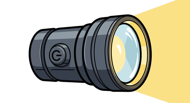 Illustration of a flashlight emitting a bright yellow beam