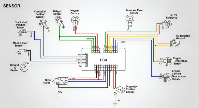 Car engine control unit and sensor wiring diagram