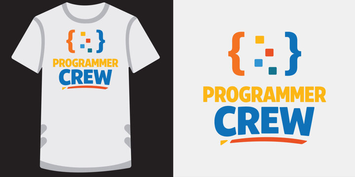 Programmer crew abstract code symbols, tshirt graphic design.