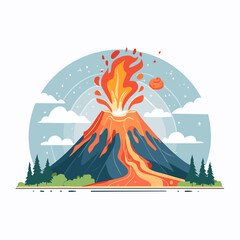 Naklejka premium Illustration of an erupting volcano with lava flow