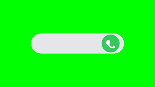 White animated call button with a green phone icon for mobile communication interface