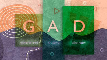 GAD - Generalized Anxiety Disorder. Mental, behavioral and anxiety disorder. Excessive, uncontrollable and often irrational worry about events or activities. Acronym text background. © JEGAS RA