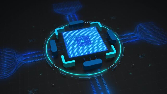 AI Digital Core Processing Neural Network Big Data Streams Motion Design Seamless Loop