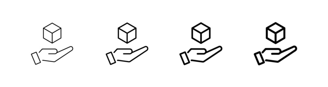 Ownership Hand and Asset Management Line Art Icon Vector Illustration Editable