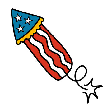 Patriotic rocket firework with stars and stripes for summer holiday