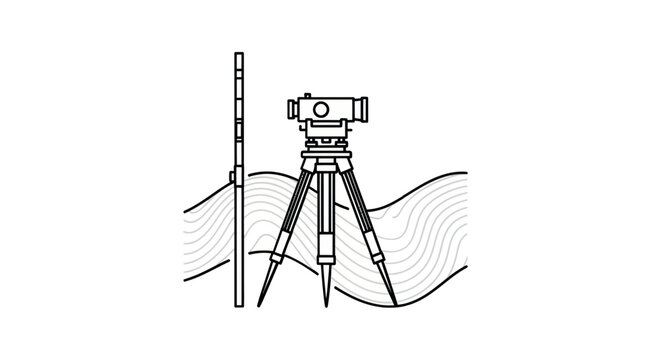 Surveying Equipment: Level and Staff on Ground Survey