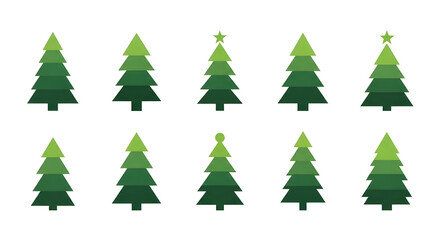 Obraz premium Collection of ten green layered christmas trees with varied tops evergreen tree pine tree fir tree winter