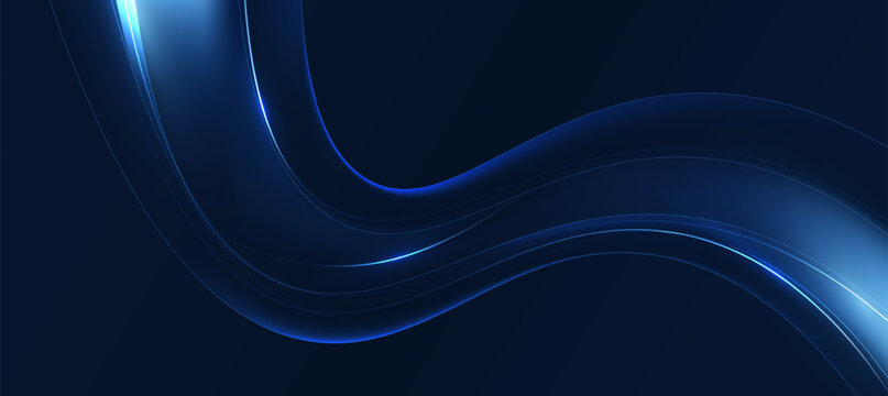 Modern Technology Banner With Abstract Blue Curve Lines Vector