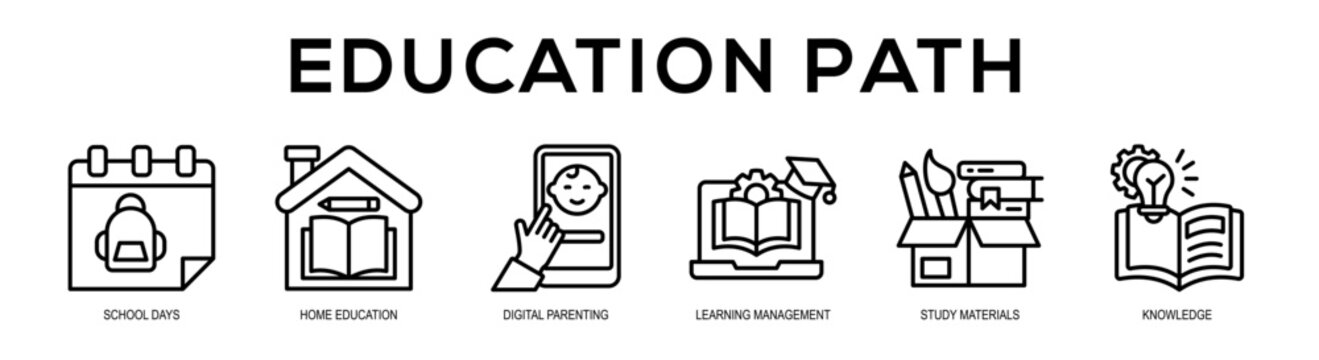 Education Path web banner illustration concept