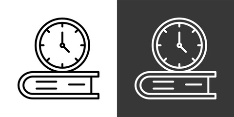 Study Time Black And White Icon Set Collection Pack Vector Illustration © Adiba