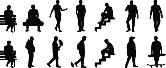 Collection of black male silhouettes in various poses © MDSHAHIN