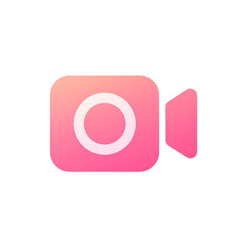 Camera with record button icon gradient pink and red on transparent background
