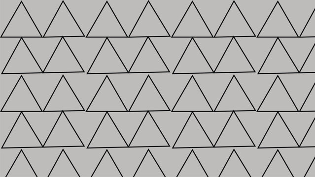 Abstract triangle geometric vector pattern with black outlines on gray background creating modern symmetrical decorative texture