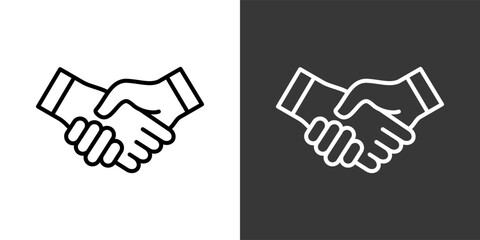 Fototapeta premium Handshake Black And White Icon Set Collection Pack Vector Illustration