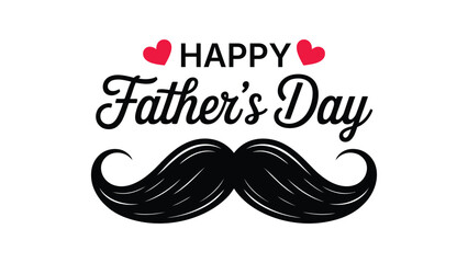 Happy fathers day typography lettering with mustache and heart icons stylish calligraphy greeting card design modern poster banner for dad celebration © Zavivec