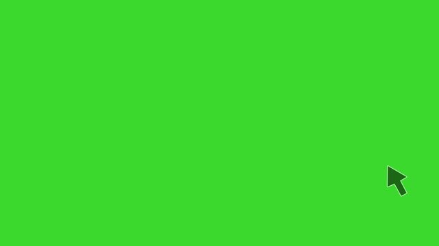 Mouse pointer cursor click press animation on green background, cursor click animated Burst Effect. Cursor Pointer Icon Clicking, Mouse Click Cursor Loop Animation 