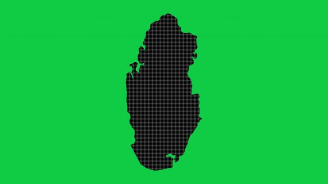 Qatar black cells effect map pop animation green background