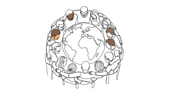 Diverse people around the world globe.