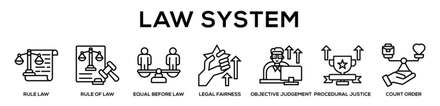 Law System web banner icon illustration concept