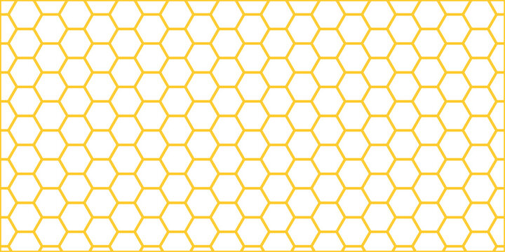 Seamless honeycomb pattern vector illustration featuring a sweet yellow and gold geometric hexagon cell texture for a beehive nature wallpaper background design