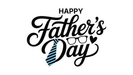 Fototapeta premium Happy fathers day typography lettering with striped tie icon elegant calligraphy greeting card design minimal poster banner for dad celebration concept