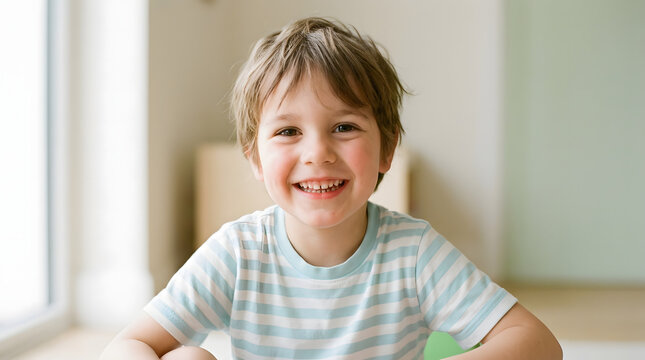 A joyful young boy with a bright smile