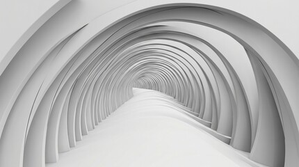 Fototapeta premium abstract white rings, concentric circle design, minimalist geometric background, 3D render art, white tunnel vortex, clean interior design, conceptual architectural detail, futuristic white structure