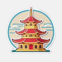 Fototapeta premium Stylized Japanese Pagoda Illustration