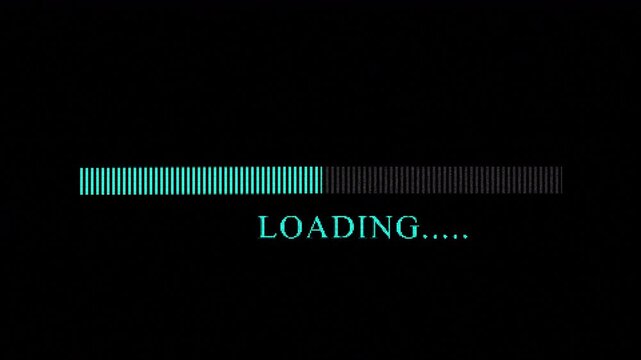 Animated 8 bit loading, retro game start, pixel art, on transparent background. Pixelated progress Loading