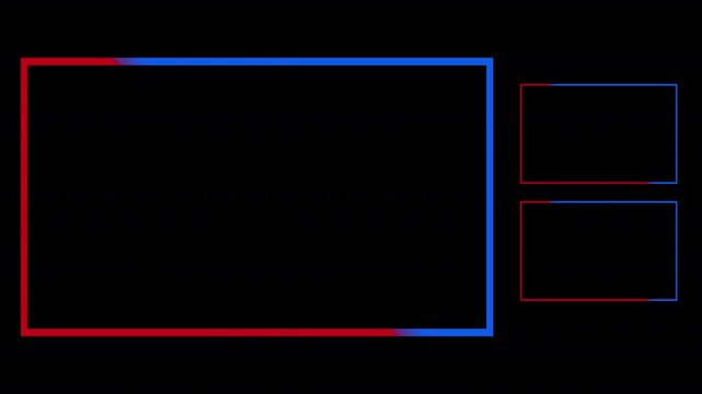 Red Blue Neon Gaming Stream Overlays, Animated Webcam Frame, and Live Chat Box 4k video animation seamless loop