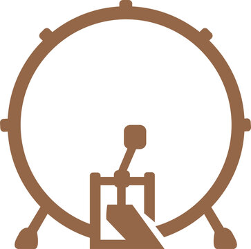 Brown Bass Drum with Pedal for Music and Percussion