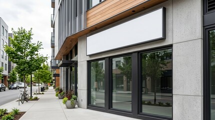 Fototapeta premium Mockup on Modern Concrete Building Exterior