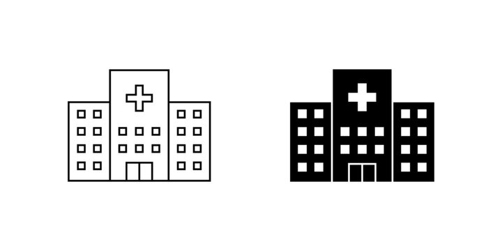Hospital building icon. Medical healthcare symbol. Public health services and patient care sign