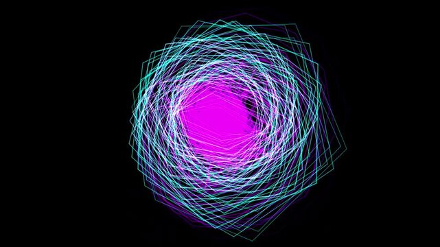 Premium 4K seamless loop of Vishuddha Throat Chakra nested torus knot sacred geometry expanding outward into a cinematic deep void. Ideal for VJ sets, trance festival visuals, meditation, and yoga 